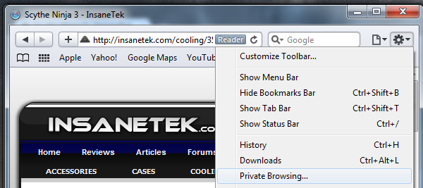 Safari 5 Private Browsing